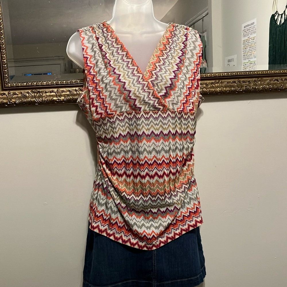 Multicolor Chevron Sleeveless Top
